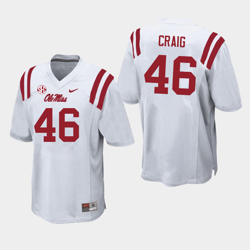 Men #46 Harrison Craig Ole Miss Rebels College Football Jerseys Sale-White - Click Image to Close